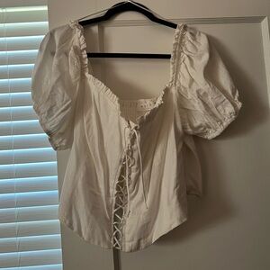 Linen blend, corset front, top